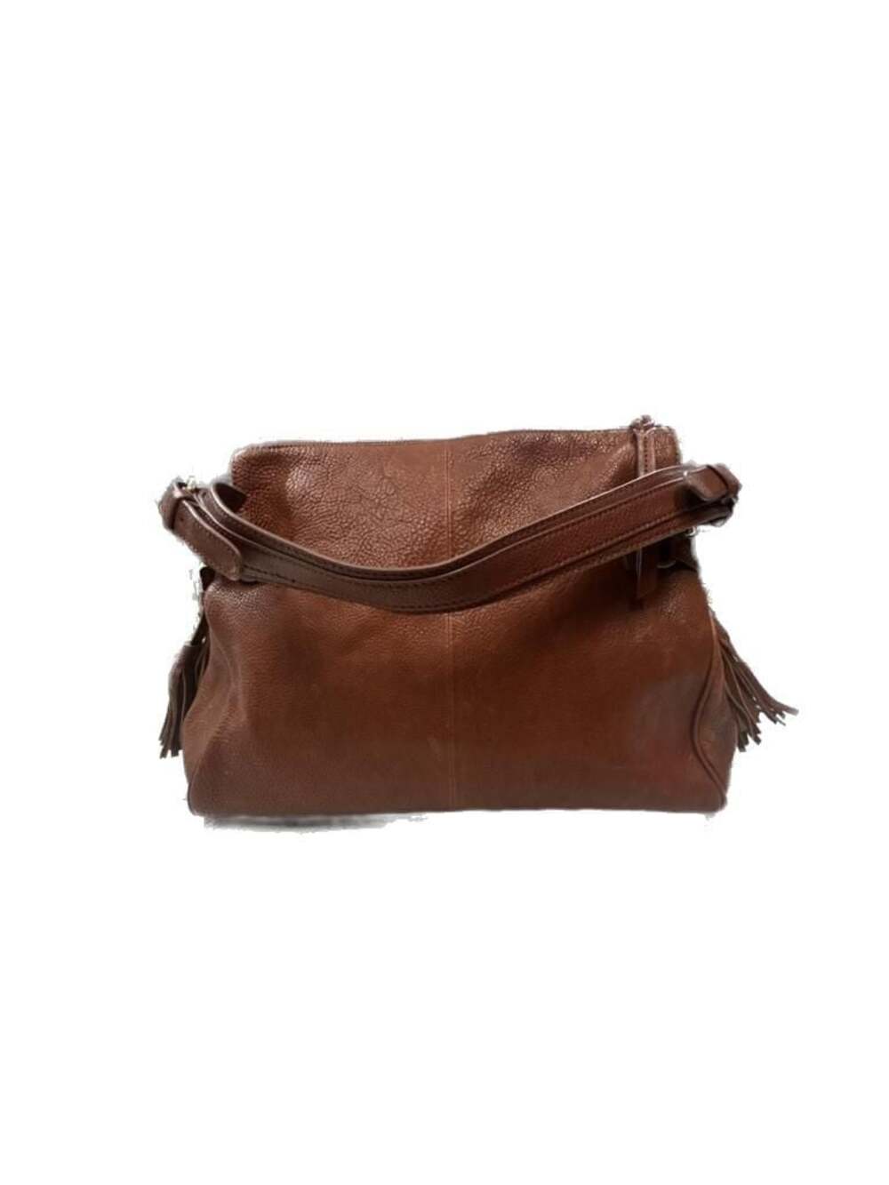 Margot Genuine Leather Medium Zip Hobo Bag with Tassels